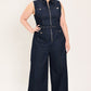 SLEEVELESS WORKWEAR DENIM JUMPSUIT