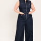 SLEEVELESS WORKWEAR DENIM JUMPSUIT