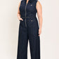 SLEEVELESS WORKWEAR DENIM JUMPSUIT