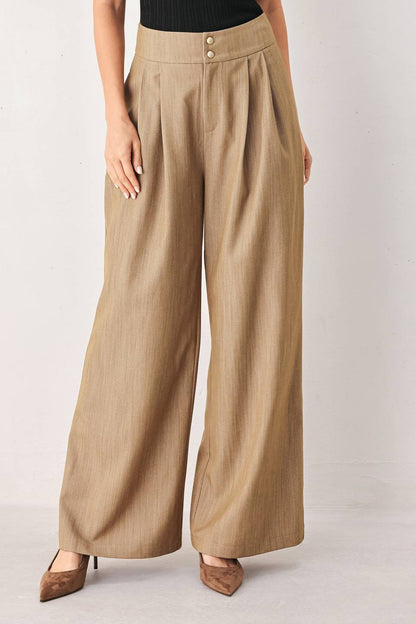 Flying Tomato stonewash relaxed woven pants in tan, displaying a comfortable, casual fit with textured fabric.