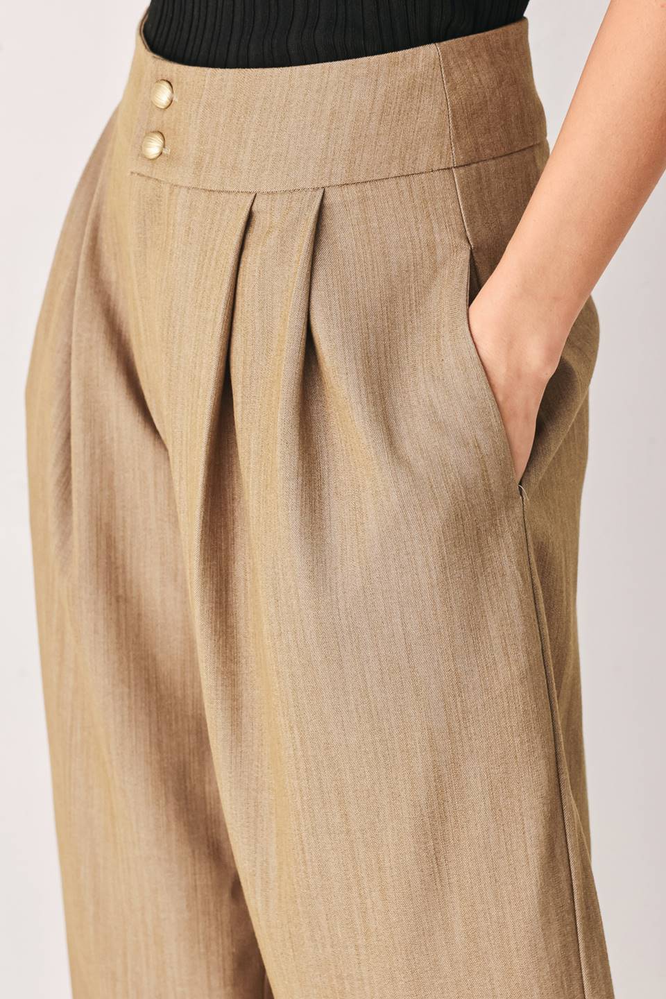 Flying Tomato stonewash relaxed woven pants in tan, casual and comfortable with a loose fit and textured fabric.