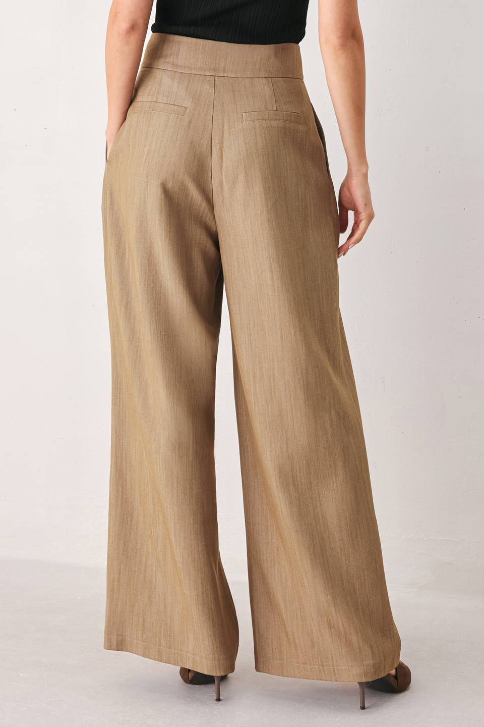 Flying Tomato stonewash relaxed woven pants in tan, featuring a comfortable fit and casual style with a woven fabric texture.