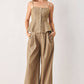Flying Tomato Stonewash Relaxed Woven Pants in tan fabric, showcasing a casual, comfortable fit and woven texture.