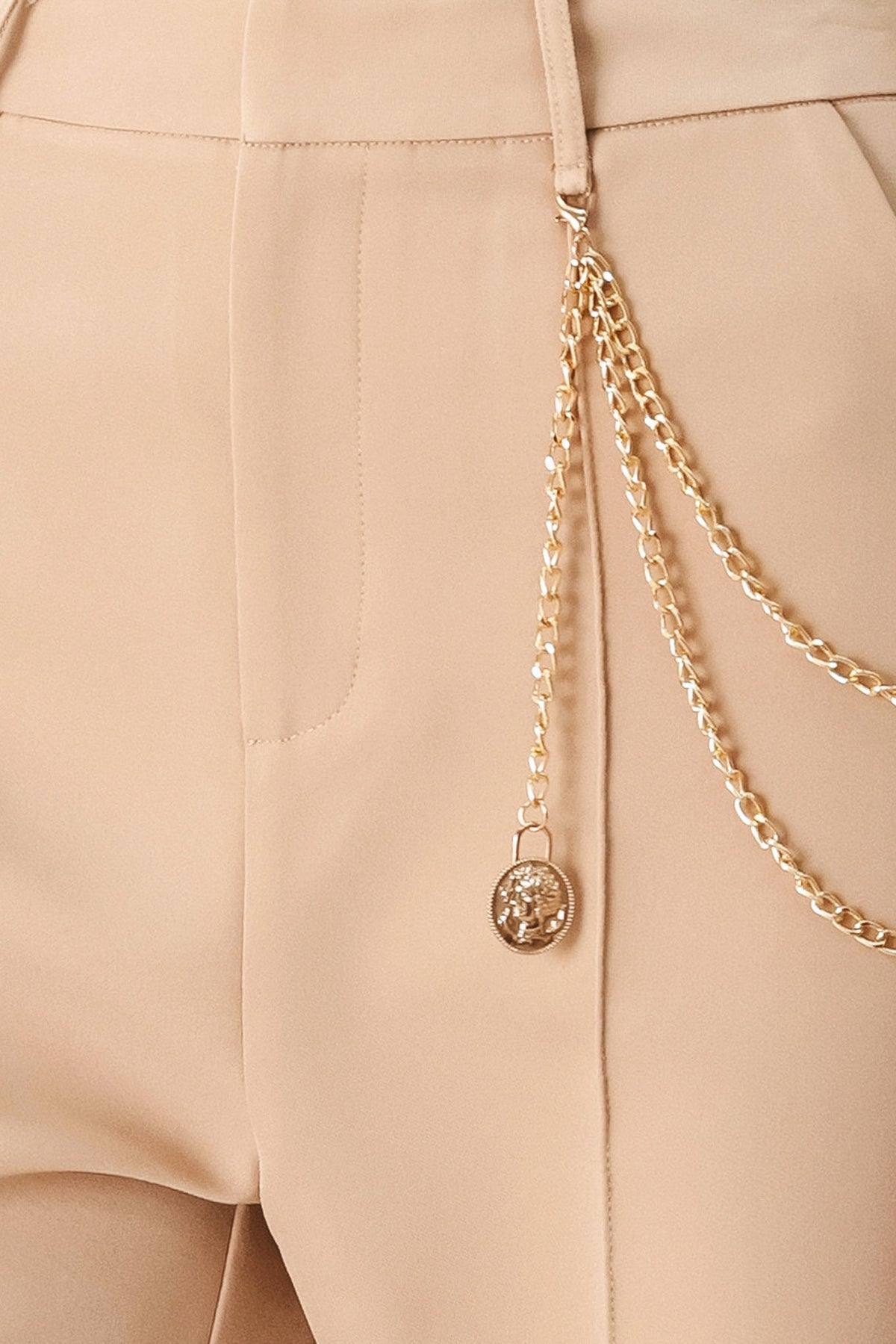 Flying Tomato Crystal Bay woven pants in camel color with a relaxed fit, featuring intricate woven details and casual style.