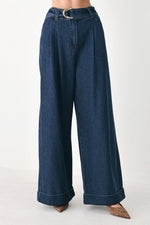 Deep indigo Flying Tomato Modern Muse denim pants showing slim fit design and classic five-pocket style.