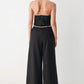 MIDNIGHT POISE BLACK HALTER BELTED WIDE-LEG JUMPSUIT
