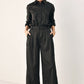 Black striped wide-leg pants from Flying Tomato's City After Dark collection, showcasing relaxed fit and stylish pattern.