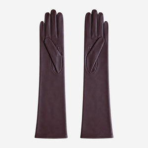 FS01W (brown) - Italian cashmere lined opera length leather gloves