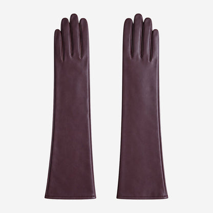 FS01W (brown) - Italian cashmere lined opera length leather gloves