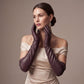 FS01W (brown) - Italian cashmere lined opera length leather gloves