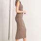 Flying Tomato Story of Us Sweater Midi Dress in brown, cozy knit sweater dress with a relaxed fit and stylish design.