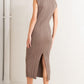 Flying Tomato Story of Us Sweater Midi Dress in brown, cozy knit sweater dress with a relaxed fit, perfect for casual wear.