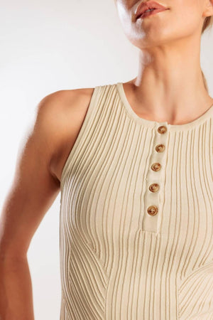 Flying Tomato thinking about you knit tank top, natural color, sleeveless sweater with ribbed neckline and relaxed fit.