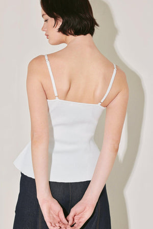 Flying Tomato After Hours Icon Sweater Knit Cami Top in white, featuring a cozy knit sweater style with icon details.