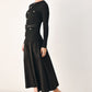 Black Flying Tomato City After Dark mixed media midi dress with long sleeves and stylish design, perfect for evening wear.