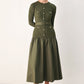Flying Tomato City After Dark mixed media midi dress in olive, featuring a stylish, flowy design perfect for casual or dressy occasions.