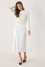 Flying Tomato Color Pop Fuzzy Sweater Top in white, cozy knit sweater with vibrant color accents and a relaxed fit.
