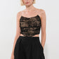 Black lace crop top from Flying Tomato's Be The Exception collection, featuring delicate lace details and a stylish fit.