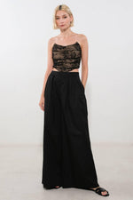 Black lace crop top from Flying Tomato's Be The Exception collection, featuring delicate lace details and a stylish fit.