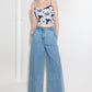 PLAIN OPTIMISM NAVY WOVEN CROP TOP