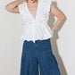 SLOW DOWN IN WHITE WOVEN TOP