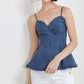 Flying Tomato Power Poise Indigo Cami Top, lightweight sleeveless blouse with soft fabric in a stylish indigo color.