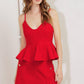 Red woven cami top by Flying Tomato featuring a melted marshmallow design, perfect for casual summer wear.