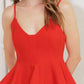 Red woven cami top from Flying Tomato's melted marshmallow collection, featuring a stylish, lightweight design.