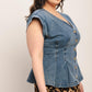 NO SECOND THOUGHT WASHED DENIM TOP