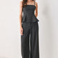 CHARCOAL DOT CHARCOAL PEPLUM TOP