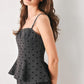 CHARCOAL DOT CHARCOAL PEPLUM TOP