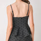 CHARCOAL DOT CHARCOAL PEPLUM TOP