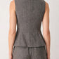 COCOA STRUCTURE BROWN V-NECK PEPLUM TOP