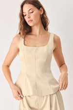 Flying Tomato parchment woven top in champagne color, featuring a stylish textured design, perfect for casual and semi-formal outfits.