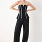 BLACK AND WHITE REIGN WOVEN TUBE TOP