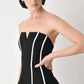 BLACK AND WHITE REIGN WOVEN TUBE TOP