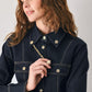 INDIGO ICON DARK INDIGO CHAIN-DETAIL PEPLUM DENIM TOP