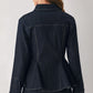 INDIGO ICON DARK INDIGO CHAIN-DETAIL PEPLUM DENIM TOP