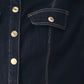 INDIGO ICON DARK INDIGO CHAIN-DETAIL PEPLUM DENIM TOP