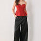 SCARLET SCULPT RED CUTOUT PEPLUM TOP