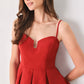 SCARLET SCULPT RED CUTOUT PEPLUM TOP