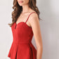 SCARLET SCULPT RED CUTOUT PEPLUM TOP