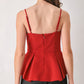 SCARLET SCULPT RED CUTOUT PEPLUM TOP