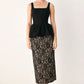 MIDNIGHT ROMANCE SQUARE NECK PEPLUM TOP