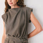 TAILORED TEMPO BROWN FUNNEL-NECK BELTED TOP