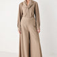 MOCHA MUSE SCARF TIE BUTTON DOWN TOP