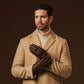 Fabio (brown) - Men's classic Italian lambskin leather gloves with pure silk lining