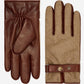 Fabrizio (brown) - Italian tweed men’s gloves with touchscreen capability and adjustable snap button