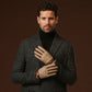 Fabrizio (brown) - Italian tweed men’s gloves with touchscreen capability and adjustable snap button