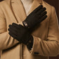 Fabrizio (dark brown) - Italian tweed men’s gloves with touchscreen capability and adjustable snap button